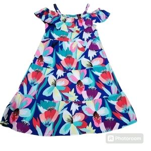 Crazy 8 Girls Floral Off Shoulders Ruffle Tunic Dress Size 4